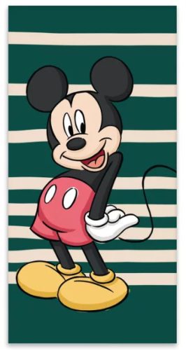  Fürdőlepedő, strand törölköző Mickey egérrel 60 cmx 120 cm zöld színű